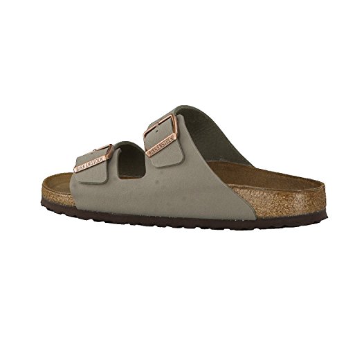 Birkenstock Arizona Birko-Flor Nubuck, Sandalias de Punta Descubierta Unisex Adulto, Beige (Grau (Nubuk Stone), 43 EU