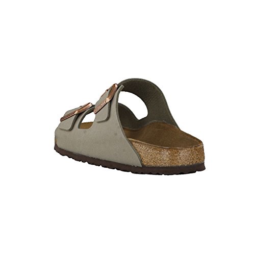 Birkenstock Arizona Birko-Flor Nubuck, Sandalias de Punta Descubierta Unisex Adulto, Beige (Grau (Nubuk Stone), 43 EU