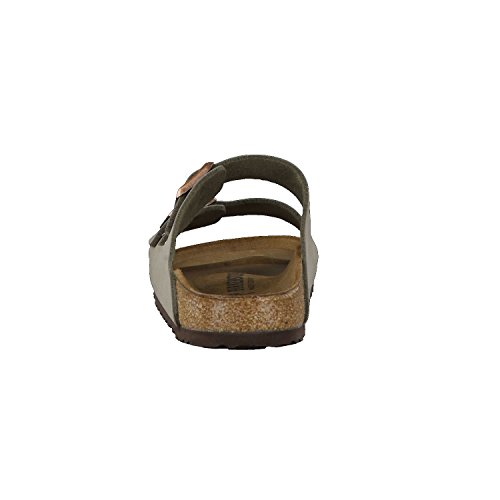 Birkenstock Arizona Birko-Flor Nubuck, Sandalias de Punta Descubierta Unisex Adulto, Beige (Grau (Nubuk Stone), 43 EU