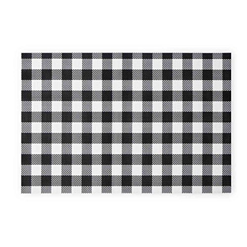 Black Velvet Studio Set 2 Individuales de Mesa Vichy, PVC, Color Blanco y Negro, 30x45 cm.