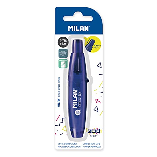 Blíster cinta correctora con pulsador 5 mm x 6 m serie Acid, azul