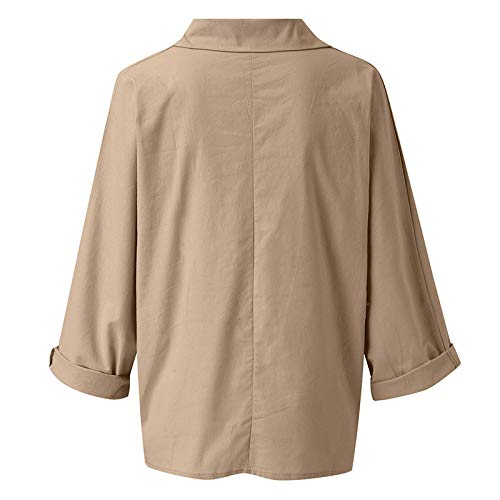 Blusa de verano de manga larga de algodón para mujer, blusa holgada, blusa para mujer Naranja naranja XXXXL
