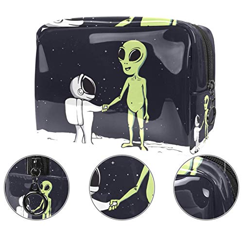 Bolsa de Maquillaje Extraterrestres astronautas espaciales Bolsa Cosmetica Portátil Viaje de Maquillaje Organizador Bolsa de Almacenamiento de Maquillaje 18.5x7.5x13cm