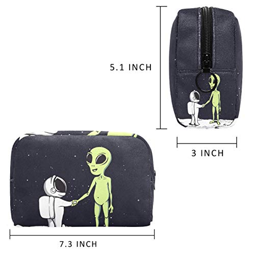 Bolsa de Maquillaje Extraterrestres astronautas espaciales Bolsa Cosmetica Portátil Viaje de Maquillaje Organizador Bolsa de Almacenamiento de Maquillaje 18.5x7.5x13cm