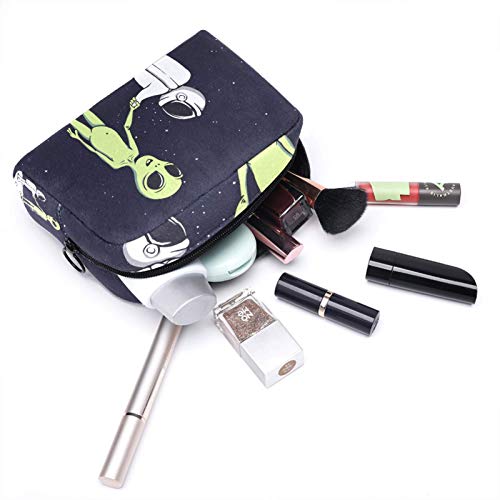 Bolsa de Maquillaje Extraterrestres astronautas espaciales Bolsa Cosmetica Portátil Viaje de Maquillaje Organizador Bolsa de Almacenamiento de Maquillaje 18.5x7.5x13cm