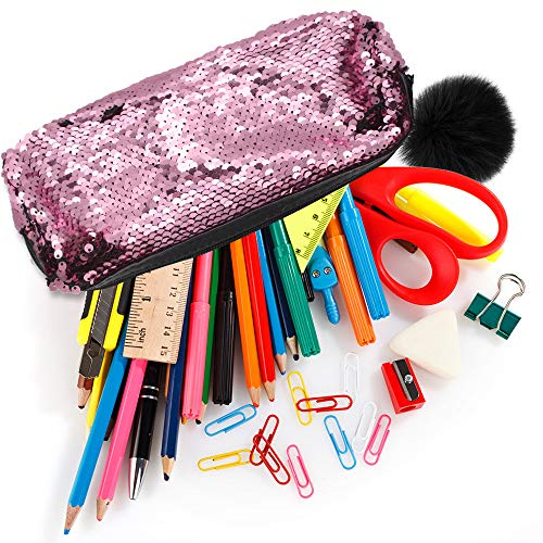 Bolso De Cosméticos Sirena 2 Pcs Lentejuelas Reversibles Estuche De Lápices Para Estudiantes Estuche De Lentejuelas Para Chicas Mujeres