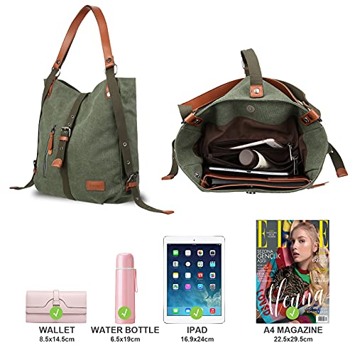 Bolso Mochilas Mujer Casual Vendimia, JOSEKO Niña Lona Multifuncional Antirrobo Bolso de Cuero de Gran Capacidad Bolsas de Viaje para Cualquier Ocasión