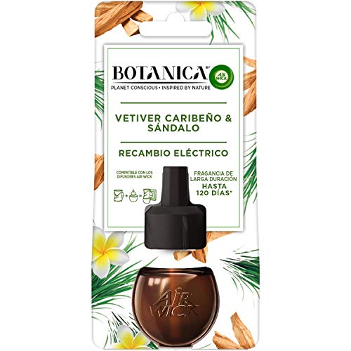 Botanica By Air Wick Recâmbios de Ambientador Eléctrico, Esencia para Casa con Aroma a Vetiver Caribeño y Sándalo, 80 Gramos