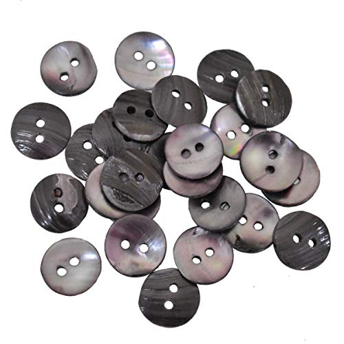 Botones de nácar de Doble Agujero para embellecimiento, Costura y Manualidades (72 Piezas, Color Morado grisáceo, 15 mm) de la Marca Borderymaterial