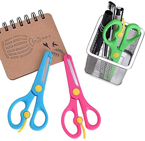 Boyigog 6 Pcs Tijeras para Manualidades para Niños, Tijeras de Entrenamiento para Preescolares con Hoja de Acero y Mangos de Plástico