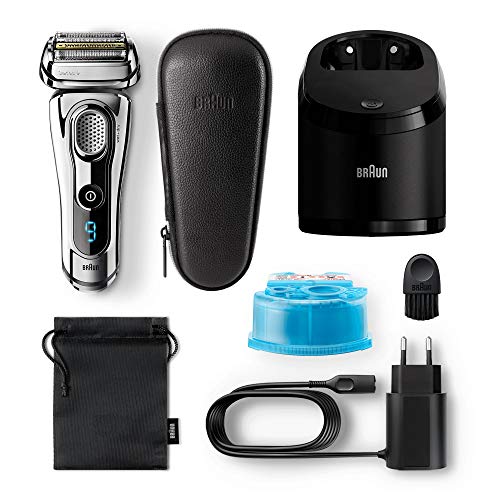 Braun 9297 Series 9 - Afeitadora Eléctrica, Máquina de Afeitar Barba en Seco y Mojado, Recortadora de Precisión Integrada, Recargable, color Cromo