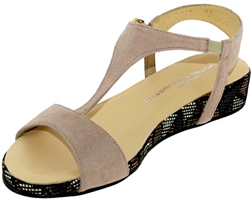 Brenda Zaro - Sandalias de Vestir de Terciopelo Mujer, Beige (beige), 36 EU