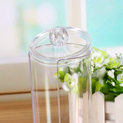 Caja de Almacenamiento de algodón de Maquillaje acrílico Transparente con Tapa, Caja de Almacenamiento de bastoncillos de algodón, contenedor de Almacenamiento de Maquillaje de cosméticos