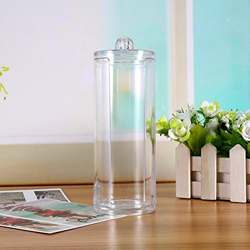 Caja de Almacenamiento de algodón de Maquillaje acrílico Transparente con Tapa, Caja de Almacenamiento de bastoncillos de algodón, contenedor de Almacenamiento de Maquillaje de cosméticos