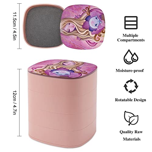 Caja organizadora de joyas para niña con cabello rubio para mujer, esposa, madre, novia, organizador de joyas, 4 capas, estuche de almacenamiento para pendientes, collares, anillos, pulseras