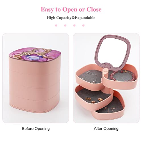 Caja organizadora de joyas para niña con cabello rubio para mujer, esposa, madre, novia, organizador de joyas, 4 capas, estuche de almacenamiento para pendientes, collares, anillos, pulseras