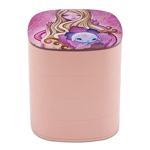Caja organizadora de joyas para niña con cabello rubio para mujer, esposa, madre, novia, organizador de joyas, 4 capas, estuche de almacenamiento para pendientes, collares, anillos, pulseras