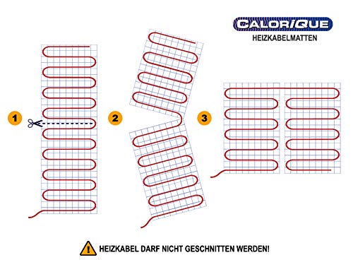 CALORIQUE Estera De Cable De Calefacción Eléctrica - Diferentes Tamaños - 2,0m² - Calefacción Eficiente Por Suelo Radiante Eléctrico 200 W/m² - Tecnología TWIN - Fuentes De Energía Renovables
