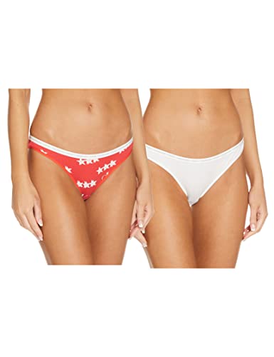 Calvin Klein 2PK Bikini Estilo Ropa Interior, White/45 Star Print, L para Mujer