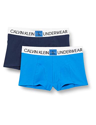 Calvin Klein 2pk Trunks Bañador, Azul ( 1directoireblue/1blackiris ), 14-16 Unisex Niños