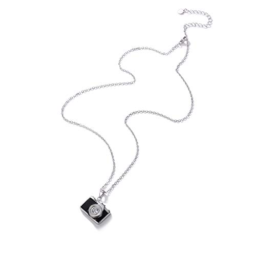 Cámara collar mujer plata 925 colgante fotografía cadena fina ajustable 46cm joyas tendencia para niña regalo navidad cumpleaños