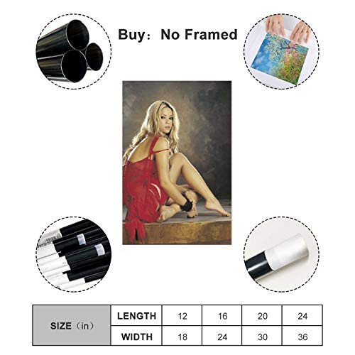 Cartel de lona Shakira 22 Rock Singer Shakira para decoración de dormitorio, deportes, paisaje, oficina, habitación, regalo, 50 x 75 cm, estilo unframe-1