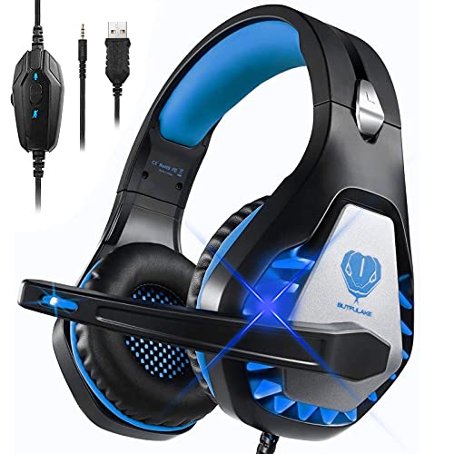 Cascos Gaming para Nintendo Switch PS4 PS5 Xbox One Laptop PC, DIWUER Auriculares Gaming con Microfono con Sonido Envolvente y Cancelación de Ruido, 3.5mm Jack y Luz LED…