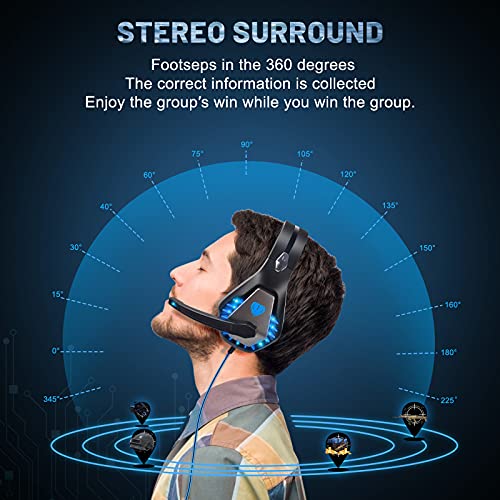 Cascos Gaming para Nintendo Switch PS4 PS5 Xbox One Laptop PC, DIWUER Auriculares Gaming con Microfono con Sonido Envolvente y Cancelación de Ruido, 3.5mm Jack y Luz LED…