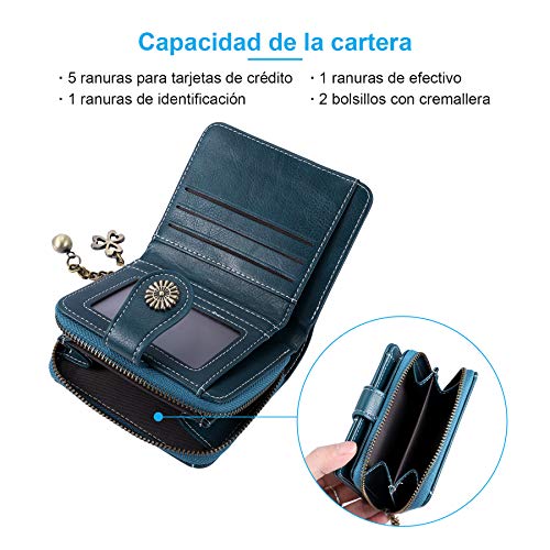 Censhaorme Vintage Leather Cera de petróleo Corta de Las Mujeres Carteras Pequeños Lindo Monedero Tarjeta Monedero del Bolso Femenino Holder