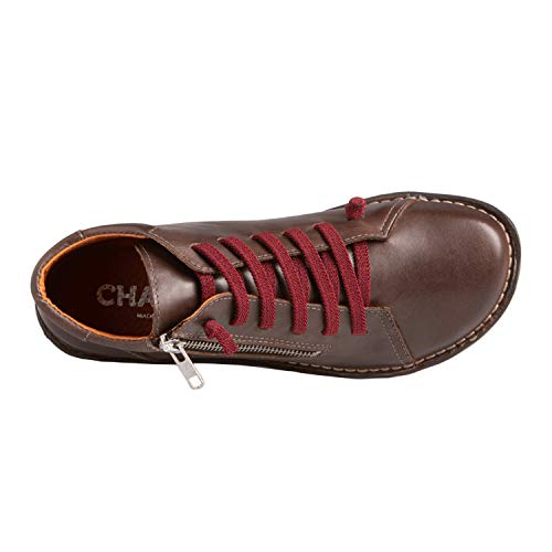 CHACAL Shoes – Botines para Mujer de Piel en Color Marrón, Negro o Vino con cordón elástico y Cremallera para un Calzado fácil – Tallas EU 36 a EU 41