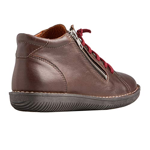 CHACAL Shoes – Botines para Mujer de Piel en Color Marrón, Negro o Vino con cordón elástico y Cremallera para un Calzado fácil – Tallas EU 36 a EU 41