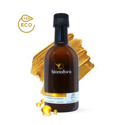 Champú natural sin Parabenos de Keratina, 500 Mililitros, 1711 Bio Natura.
