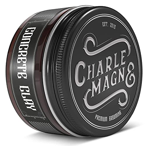 Charlemagne Concrete Clay Pomade – Agarre super fuerte – Pomada mate – Hair Wax – Cera capilar para hombres – 100ml – Brillo moderado, no graso – Crema para peinar - Cera de pelo hecha en Alemania