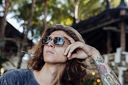 Cheapass Gafas de Sol Doradas Metal Piloto con Solapas Laterales y Lentes Verdes Protección UV400 para Hombres