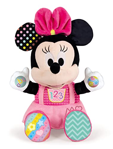 Clementoni - Peluche Baby Minnie - peluche bebé interactivo de Disney a partir de 6 meses, juguete en español (55325)