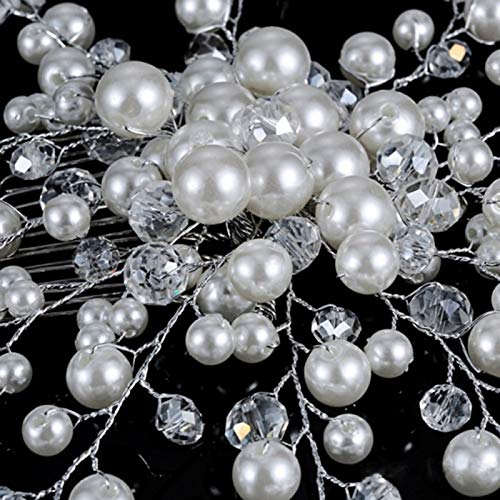 Clips de pelo Tocado Nupcial, Diadema, Accesorios Para El Cabello Para Novia, Peines De Cristal Para Mujer, Adornos Para El Cabello, Trenza, Perla, Pieza De Cabeza