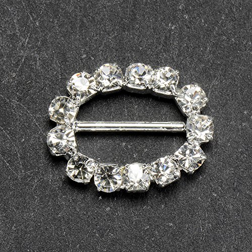 Club Verde Diamante Oval Hebilla de Cinta, Plata, 1,5 x 1,3 cm, 10 por Paquete