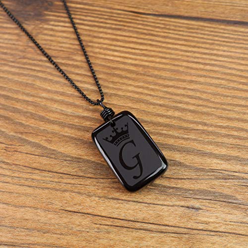 COAI Colgante Targa de Obsdiana con Inicial del Nombre Letra del Alfabeto Grabada G