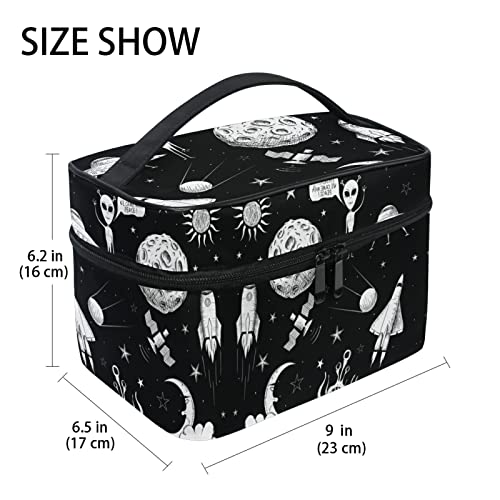Cohete Espacial Nave Espacial Extraterrestre Bolsa Mochila de Maquillaje Almacenamiento Organizador de Cosméticos Portátil Estuche para Mujeres Señoras Niñas