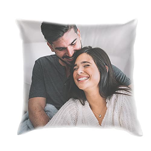 Cojin Personalizado con Foto 35 x 35 cm · Relleno Incluido · Ideal para Mujer · Personalizado con Foto · Color Blanco con Acabado en Brillo y Cierre de Cremallera Lateral