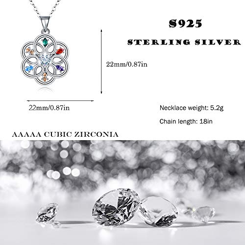 Colgantes para Mujer, Collar con Forma de flor Celta Plata de ley 925, Joyería Significativas de Circonita Cúbica, Regalos para Mujeres