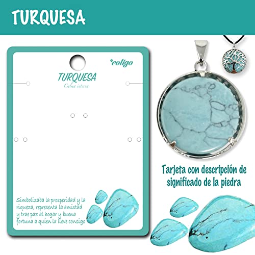 Collar de árbol de la Vida con Colgante Piedra Natural Energeticas - Distintas Piedras Semipreciosas (Turquesa)