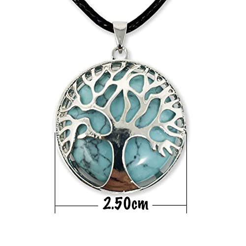 Collar de árbol de la Vida con Colgante Piedra Natural Energeticas - Distintas Piedras Semipreciosas (Turquesa)