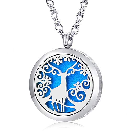 Collar De Difusor De Aceite Esencial 30Mm Silver Magnetic Aroma Locket 316L Difusor De Aceites Esenciales Collar Perfume Locket Jewelry