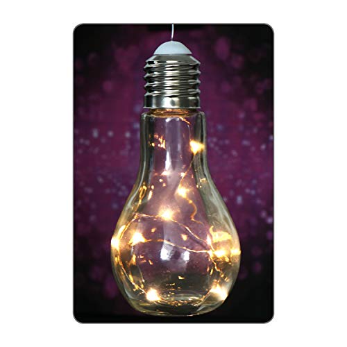 com-four® 2X Bombilla Decorativa con Cadena de luz LED para Colgar y Colocar - Lámpara de Mesa con Pilas para un Ambiente Agradable - Inalámbrico (02 Piezas - Bombilla)