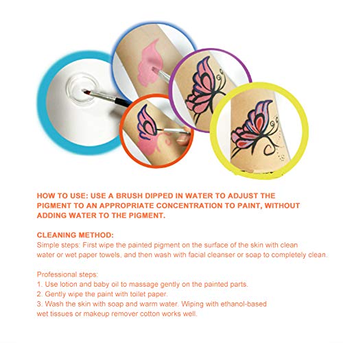 Conjunto de pintura corporal de 12 colores Pintura facial a base de agua Conjunto de tiras de arco iris Fiesta de Halloween Juego de pelota Ventilador Fantasía Body Art Maquillaje Pigmento