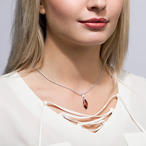 Copal Joya Collar con Ámbar, plata de ley 925, colgante con gota, con caja de joyas, idea regalo