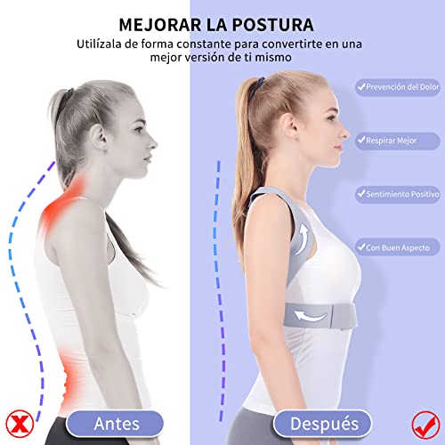 Corrector de Postura, ANOOPSYCHE Corrector Espalda Invisible Para Hombre y Mujer, Corrector de Espalda Ajustable, Mejorar Postura Corrección de Postura para Aliviar el Dolor de Espalda, Hombros (S)