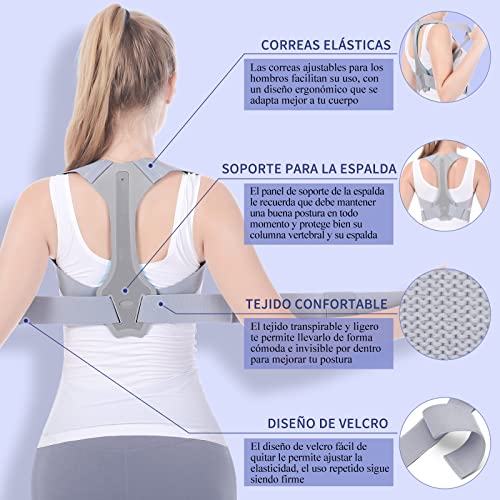 Corrector de Postura, ANOOPSYCHE Corrector Espalda Invisible Para Hombre y Mujer, Corrector de Espalda Ajustable, Mejorar Postura Corrección de Postura para Aliviar el Dolor de Espalda, Hombros (S)
