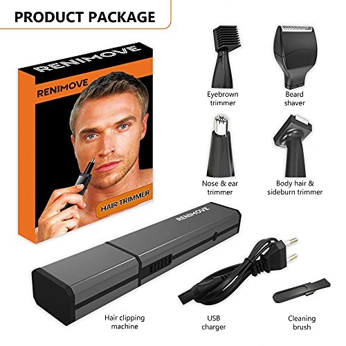 Cortapelos nariz y oreja resistente agua carga usb kit 4 en 1 afeitadora recortadora barba hombre perfilador de cejas recortador de vello nariz y orejas corta pelo nariz y oidos